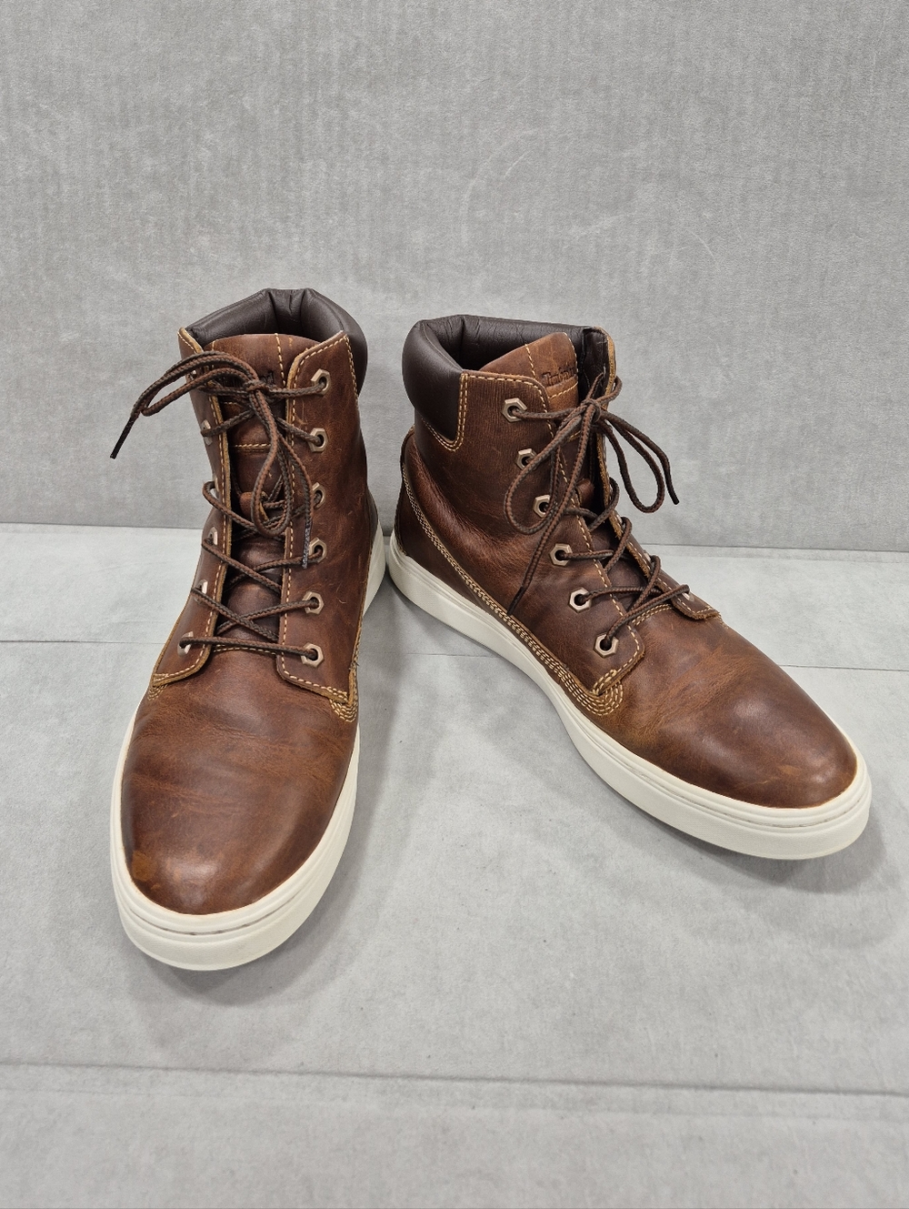 Timberland Combat boots women's 10 brown leather padded ankle sneaker sole A1546